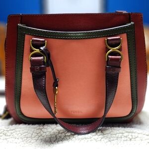 Fossil Multicolor Leather and Suede Satchel